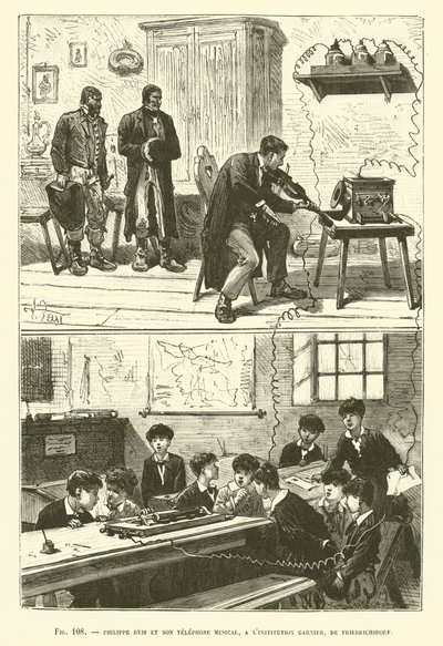 Philippe Reis and His Musical Telephone, at the Garnier Institution, Friedrichsdorf by French School